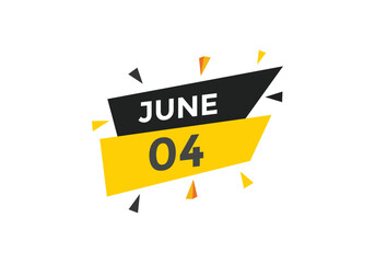 june 4 Calendar icon Design. Calendar Date 4th june. Calendar template 
