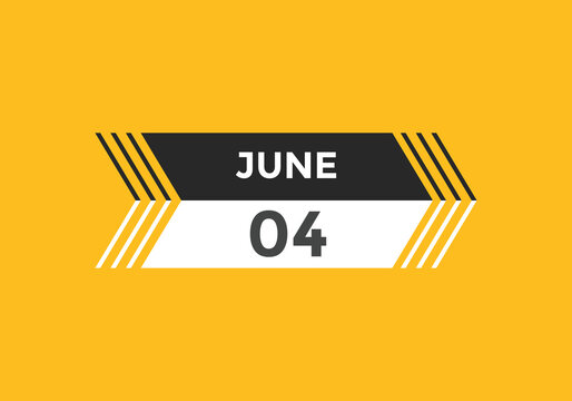 june 4 Calendar icon Design. Calendar Date 4th june. Calendar template 
