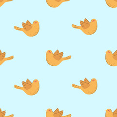 Simple seamless pattern with doodle birds.