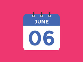 june 6 calendar reminder. 6th june daily calendar icon template. Vector illustration 
