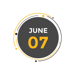 june 7 calendar reminder. 7th june daily calendar icon template. Vector illustration 

