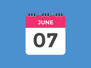 june 7 calendar reminder. 7th june daily calendar icon template. Vector illustration 
