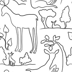 deer animals in the forest abstract seamless background pattern colorful fabric design print wrapping paper digital illustration texture wallpaper