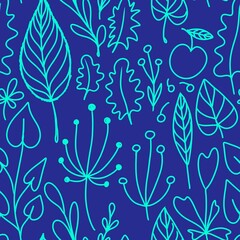 floral herbal abstract seamless background pattern colorful fabric design print wrapping paper digital illustration texture wallpaper with leaves 