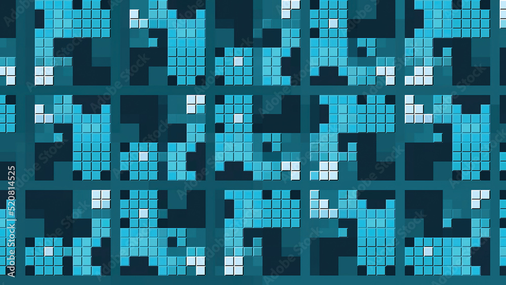 Poster squares with changing mosaic pattern. motion. beautiful disco background with mosaic squares. lots o