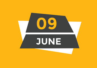 june 9 Calendar icon Design. Calendar Date 9th june. Calendar template 
