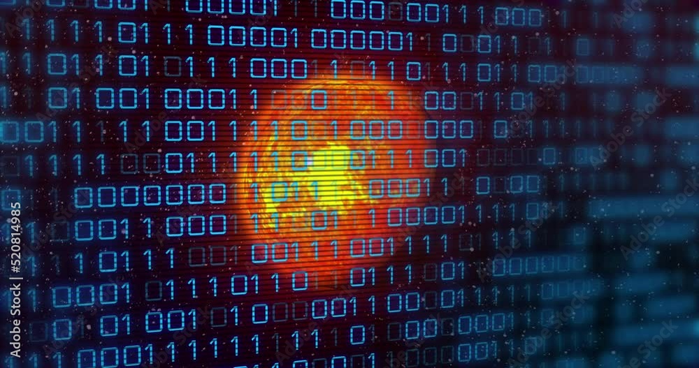 Poster animation of binary code over yellow planet