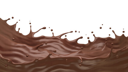 Wave of hot Chocolate splash, Abstract background, 3D rendering.
