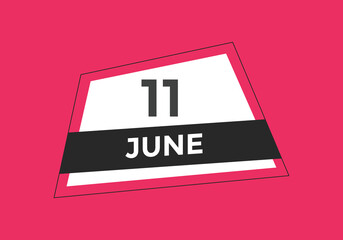 june 11 Calendar icon Design. Calendar Date 11th june. Calendar template 
