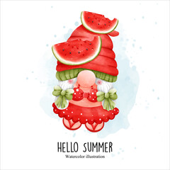 Summer gnome, Hello Summer vector illustration