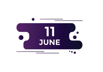 june 11 calendar reminder. 11th june daily calendar icon template. Vector illustration 

