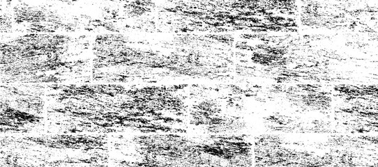 Obraz premium Monochrome texture composed of irregular graphic elements. Distressed uneven grunge background. Abstract vector illustration. Overlay for interesting effect and depth. Isolated on white background.