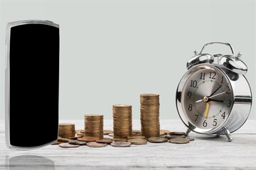 Crypto company concept with smartphone placed on  money