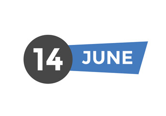 june 14 Calendar icon Design. Calendar Date 14th june. Calendar template 
