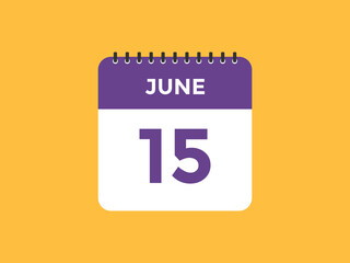 june 15 Calendar icon Design. Calendar Date 15th june. Calendar template 
