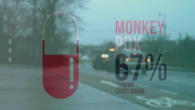 Animation of monkey pox 67 percent over road traffic