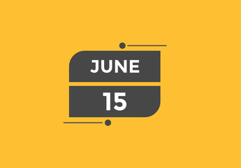 june 15 Calendar icon Design. Calendar Date 15th june. Calendar template 
