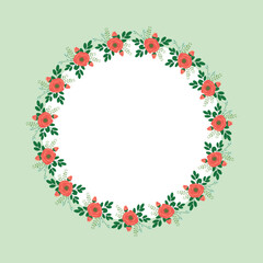 Wreath of roses and leaves for your design. To create backgrounds, banners, wedding cards. Vector illustration.