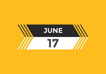 june 17 calendar reminder. 17th june daily calendar icon template. Vector illustration 
