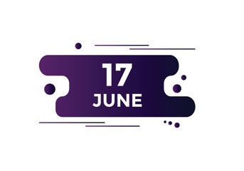 june 17 calendar reminder. 17th june daily calendar icon template. Vector illustration 

