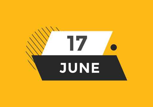 june 17 calendar reminder. 17th june daily calendar icon template. Vector illustration 
