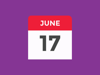 june 17 Calendar icon Design. Calendar Date 17th june. Calendar template 
