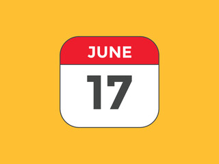 june 17 Calendar icon Design. Calendar Date 17th june. Calendar template 
