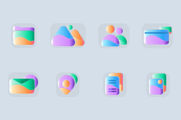 Colorful web icons set - Contact us. Vector illustration.