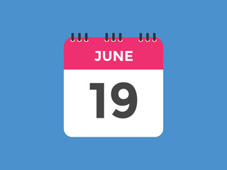 june 19 calendar reminder. 19th june daily calendar icon template. Vector illustration 
