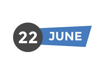 june 22 Calendar icon Design. Calendar Date 22th june. Calendar template 
