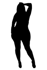 Fototapeta premium Black silhouette of a fat woman on a white background