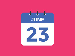 june 23 Calendar icon Design. Calendar Date 23th june. Calendar template 
