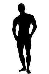 black silhouette of a man with muscles, an athlete