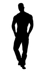 Fototapeta na wymiar black silhouette of a man with muscles, an athlete