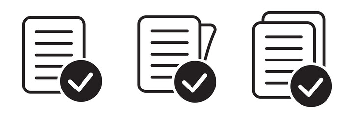 Fototapeta premium Compliance document icon in flat style. Approved process vector illustration on white isolated background. Checkmark business concept.