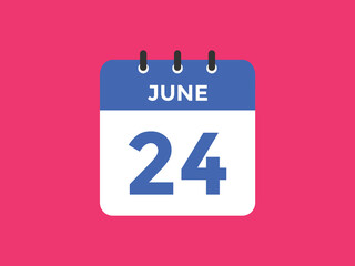 june 24 Calendar icon Design. Calendar Date 24th june. Calendar template 
