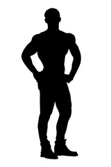 black silhouette of a man with muscles, an athlete