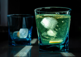 glass of water with ice