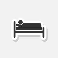 Hospital bed sticker icon isolated on white background
