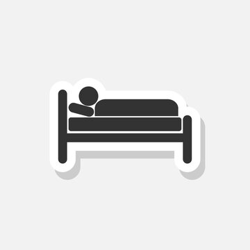 Hospital Bed Sticker Icon Isolated On White Background