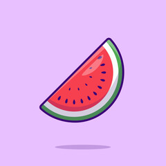 Watermelon slice fruit cute icon vector illustration
