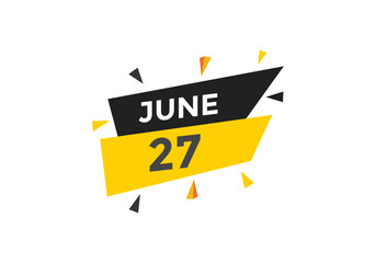 june 27 Calendar icon Design. Calendar Date 27th june. Calendar template 
