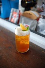 glass of tea with ice