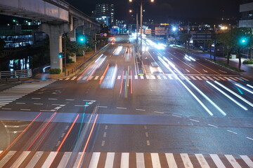 Slow shutter speed car lights, City scape of Naha in Okinawa, japan - 日本 沖縄...