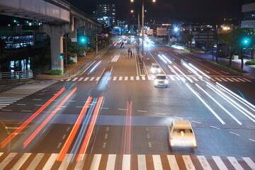 Slow shutter speed car lights, City scape of Naha in Okinawa, japan - 日本 沖縄...