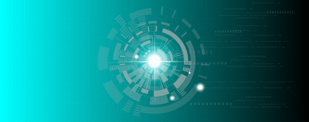 Illustration or vector of green circle abstract engineering technology background, communication and innovation concept