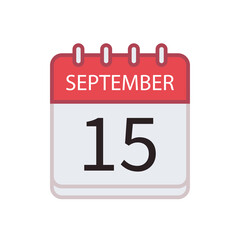Fototapeta premium Calendar icon of 15 September. Date and month. Flat vector illustration..