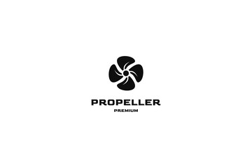 Flat marine engineering propeller logo design illustration idea - obrazy, fototapety, plakaty