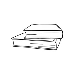 Stack of books isolated on white, Hand Drawn Sketch Vector illustration.