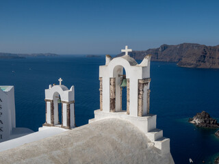 Panoramic views of the Greek islands. Vacation. Mediterranean. Cruise ship.
Windmills. Nature